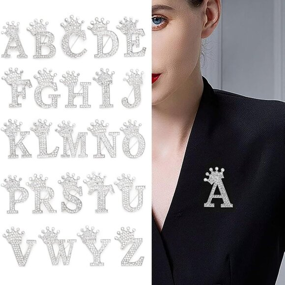 Brooches and Pins for Women Initial Brooch Pin Bag Charms Rhinestone Brooches fo - Picture 2 of 8
